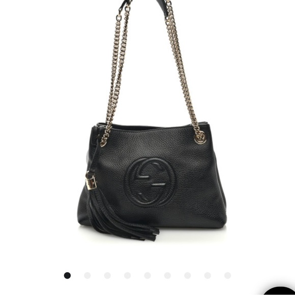 Gucci Pebbled Calfskin Medium Soho Chain Shoulder Bag Black - Picture 3 of 13